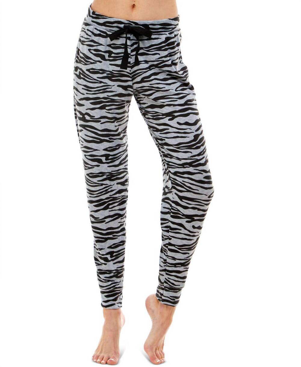 NEW ROUDELAIN whisperluxe printed jogger pajama bottoms in striped zebra